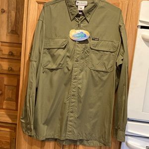 Columbia Mens trekking long sleeve shirt, XL, Thai Green
